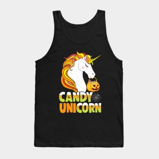 Cute Candy Corn Unicorn Shirt Halloween Girls Outfit Tank Top